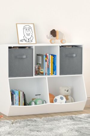 5-Compartment Wooden Toy Storage Cabinet